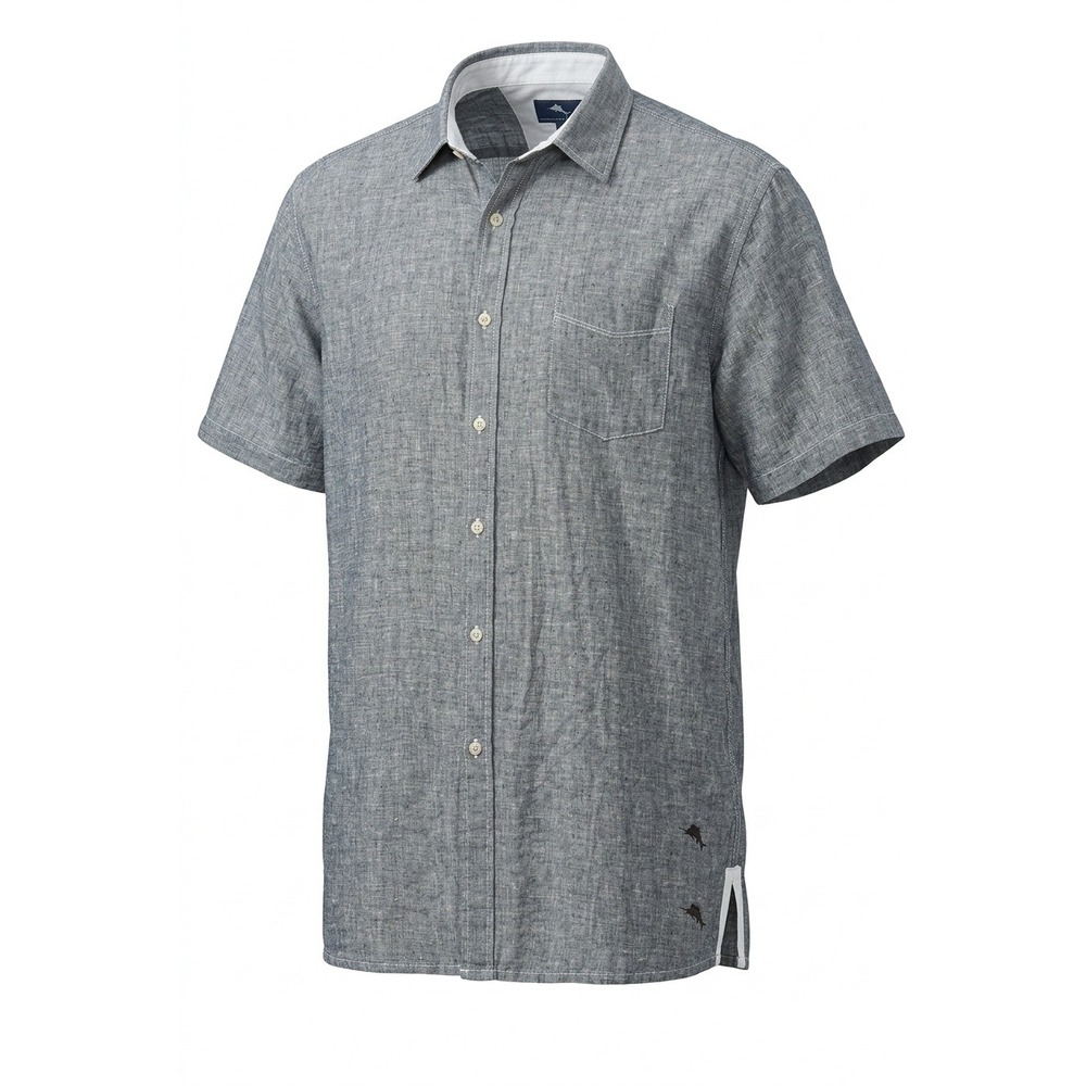 Tommy‎ Bahama Beach Linen Gray Short Sleeve Button Down Shirt Size 2XL Preppy